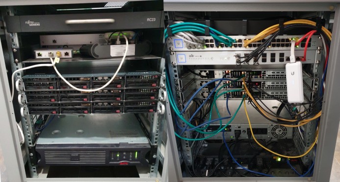 12U rack with servers